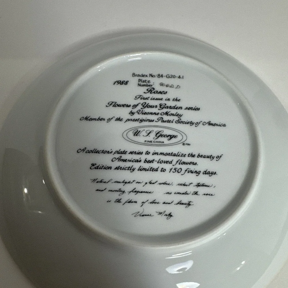 Roses‎ - W. L. George Limited Edition Collector Plate ~